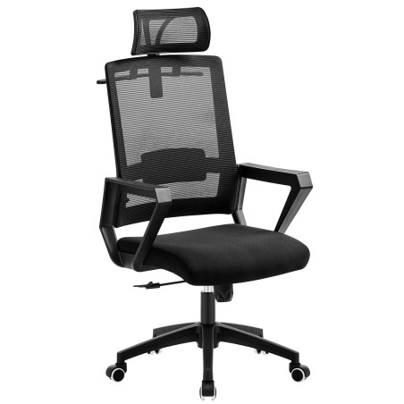 Sillón de oficina ASTON, negro, malla y tejido negro