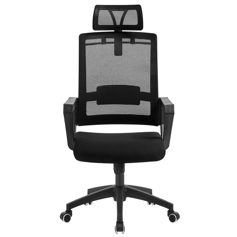 Sillón de oficina ASTON, negro, malla y tejido negro-1
