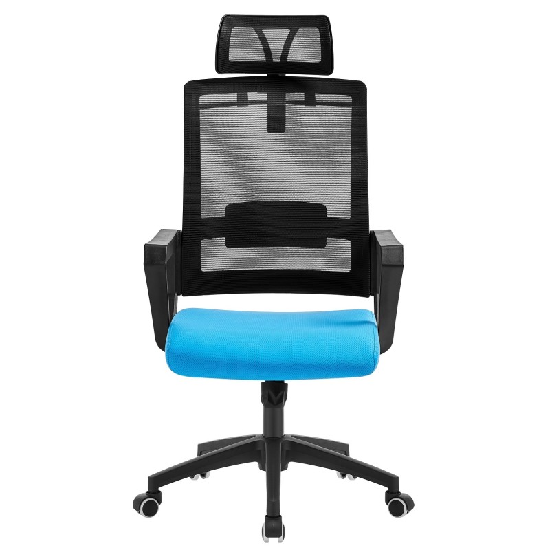 Sillón de oficina ASTON, negro, malla negra, tejido azul claro-0