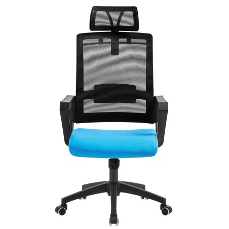 Sillón de oficina ASTON, negro, malla negra, tejido azul claro-0