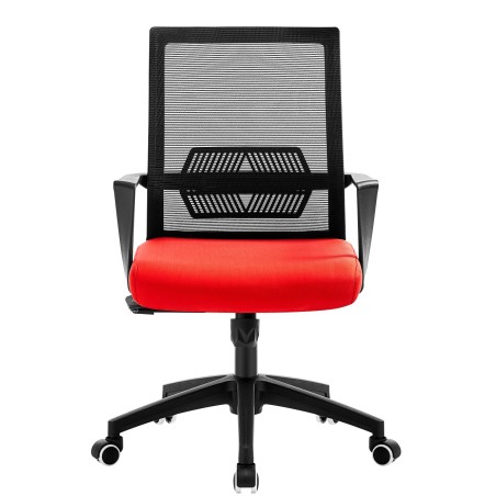 Sillón de oficina RISLEY, negro, malla negra, tejido rojo-0