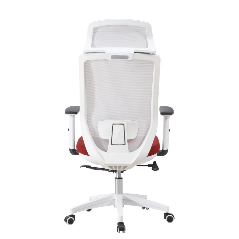 Sillón de oficina CLAYTON, blanco, malla gris, tejido azul claro-1