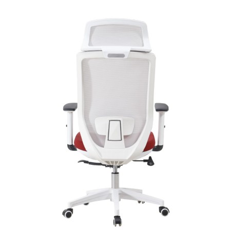 Sillón de oficina CLAYTON, blanco, malla gris, tejido azul claro-1