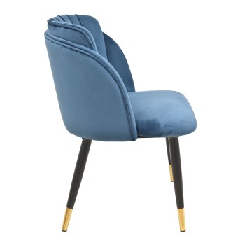 Silla GLAMOUR, metal, tapizado velvet azul 2