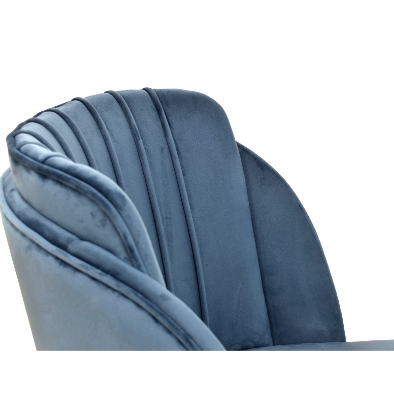 Silla GLAMOUR, metal, tapizado velvet azul-3