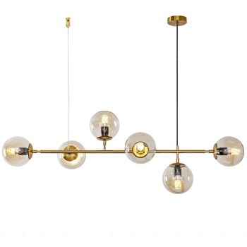 Lámpara ALHENA, colgante, metal, cristal, 6 luces