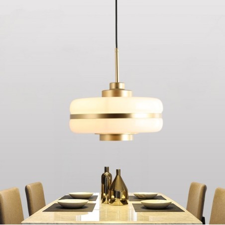 Lámpara LYRA, colgante, metal, cristal blanco-1