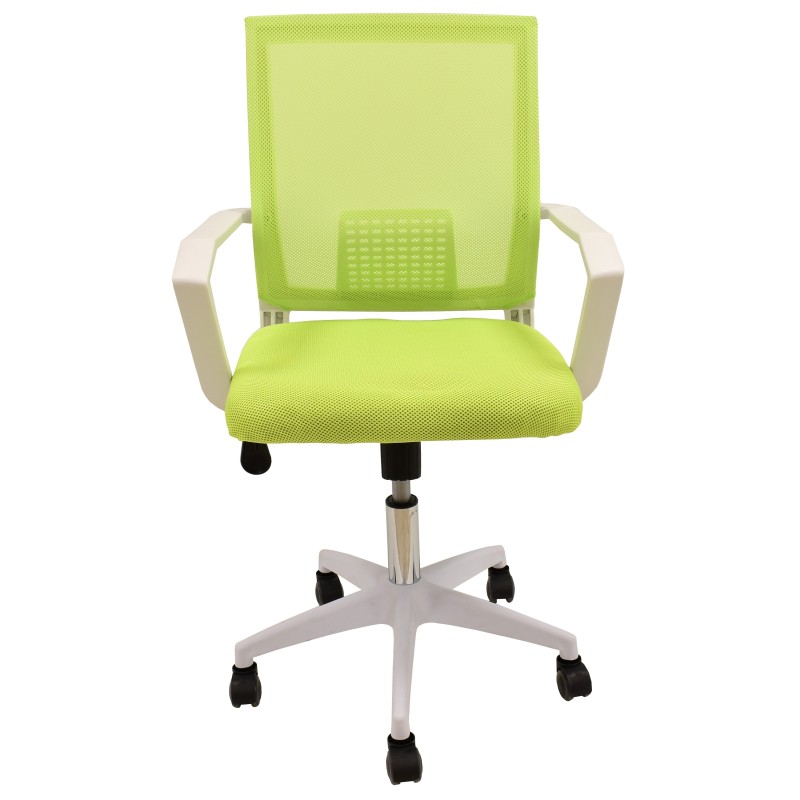 Sillón de oficina CLENT, blanco, malla y tejido verde-1