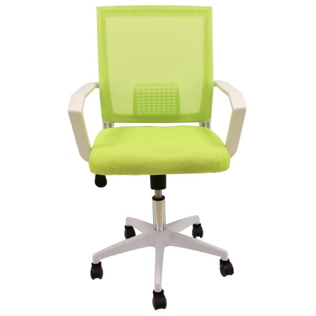 Sillón de oficina CLENT, blanco, malla y tejido verde-1