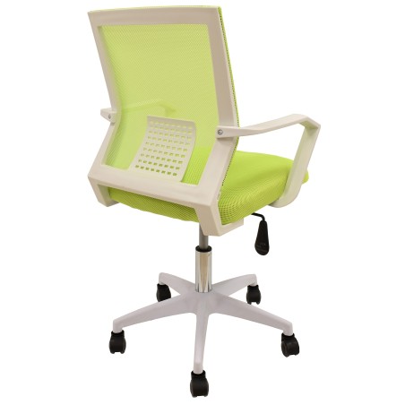 Sillón de oficina CLENT, blanco, malla y tejido verde-2