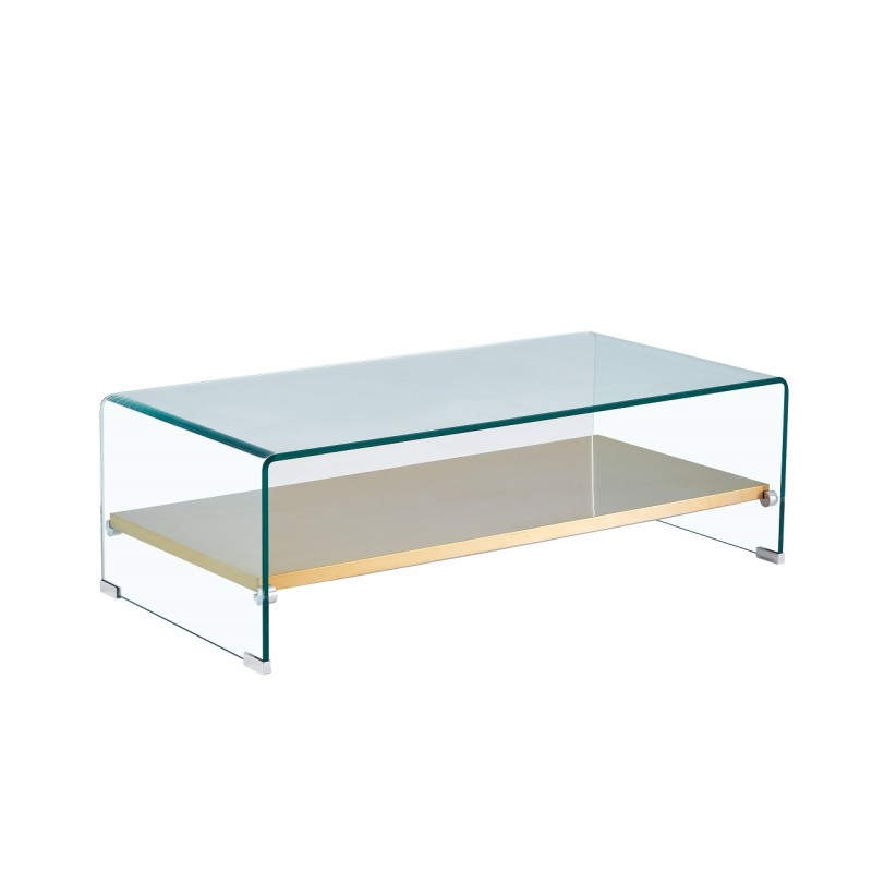 Mesa POITIERS, baja, estante, cristal, 110x55 cms