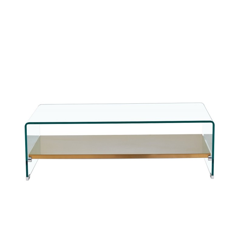 Mesa POITIERS, baja, estante, cristal, 110x55 cms-0