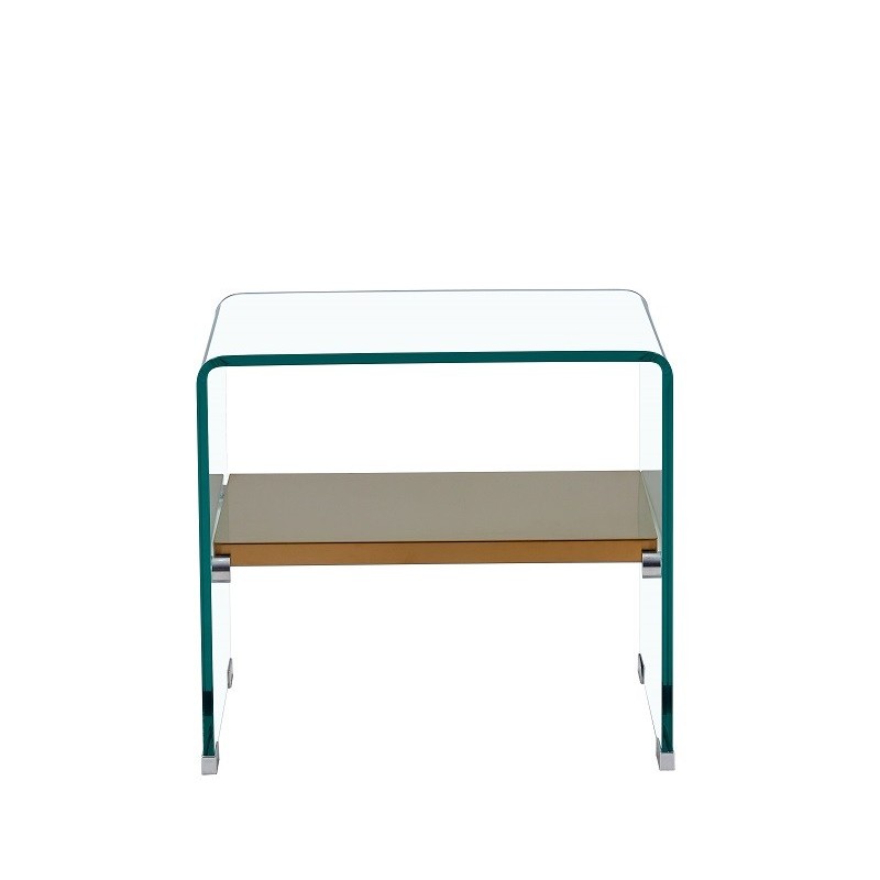 Mesa POITIERS, baja, estante, cristal, 50 x 40 cms-0