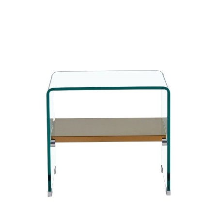 Mesa POITIERS, baja, estante, cristal, 50 x 40 cms-0