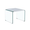 Mesa ARISTON, baja, lacada blanca, cristal, 60 x 63 cms