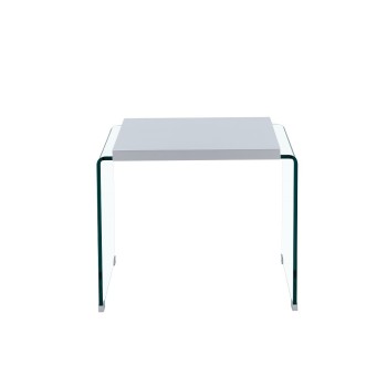 Mesa ARISTON, baja, lacada blanca, cristal, 60 x 63 cms 2
