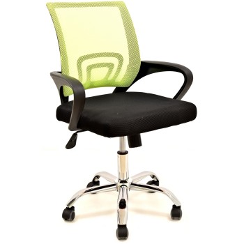 Sillón de oficina FISS NEW, negro, regulación de altura, basculante, malla verde, tejido negro