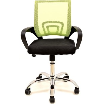 Sillón de oficina FISS NEW, negro, regulación de altura, basculante, malla verde, tejido negro 2