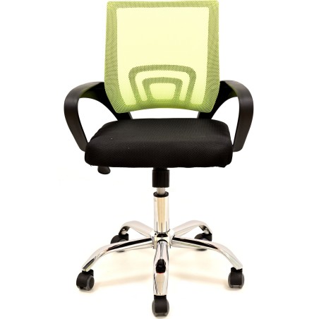 Sillón de oficina FISS NEW, negro, regulación de altura, basculante, malla verde, tejido negro-0