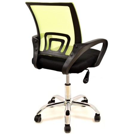 Sillón de oficina FISS NEW, negro, regulación de altura, basculante, malla verde, tejido negro-1