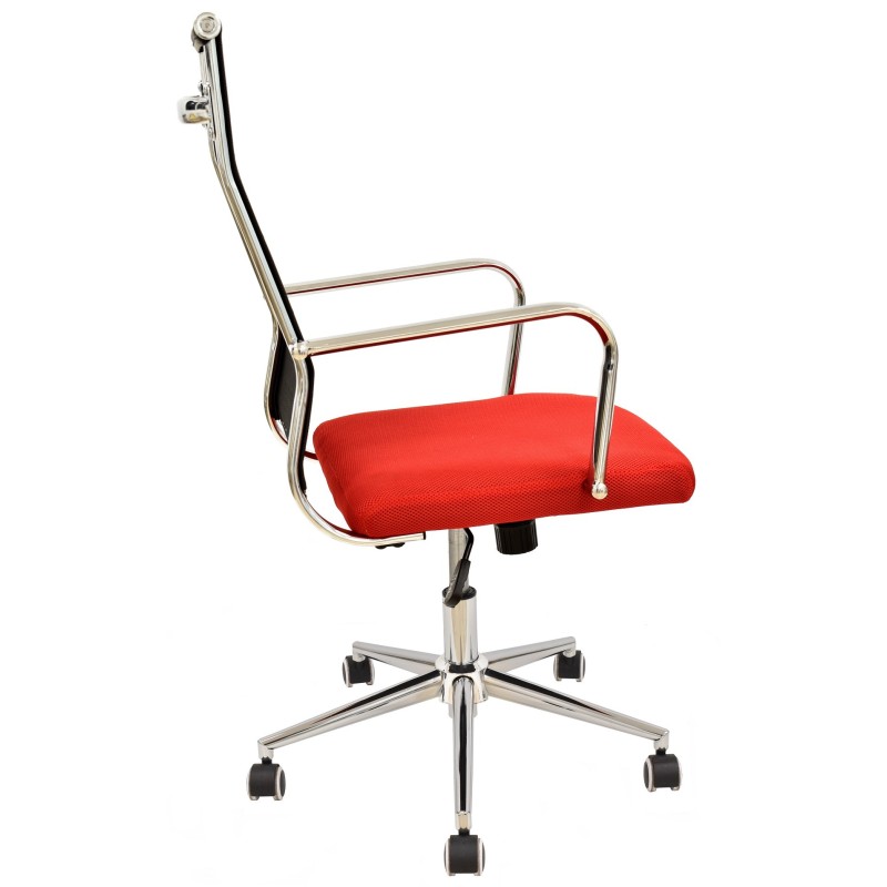 Sillón de oficina AUSTRIA, alto, malla negra, asiento rojo-0