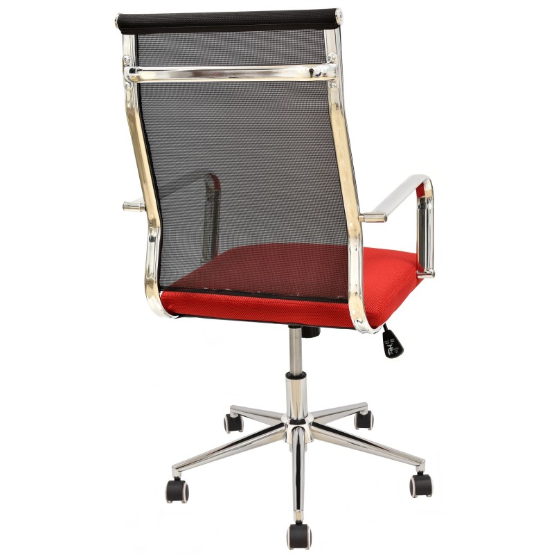 Sillón de oficina AUSTRIA, alto, malla negra, asiento rojo-2