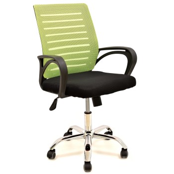 Sillón de oficina SUNSET, negro,regulación de altura, basculante, malla verde pistacho, tejido negro