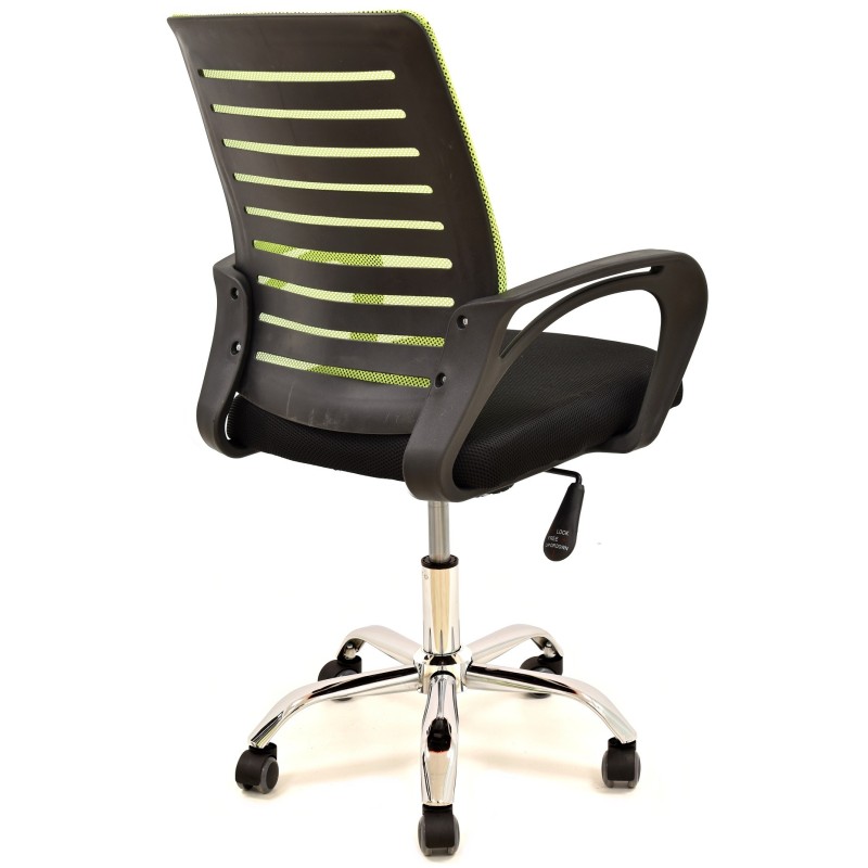 Sillón de oficina SUNSET, negro,regulación de altura, basculante, malla verde pistacho, tejido negro-1