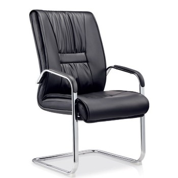 Sillón de oficina FLANDES, fijo de patín, cromado, similpiel negra