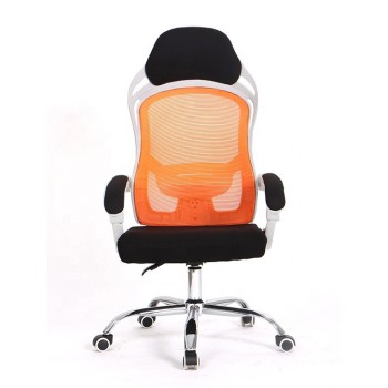 Sillón de oficina LINZ, blanco, alto, sincro, malla naranja, tejido negro 2