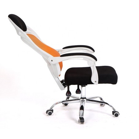 Sillón de oficina LINZ, blanco, alto, sincro, malla naranja, tejido negro-2