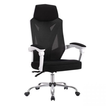 Sillón de oficina GRAZ, blanco, alto, malla y tejido negro
