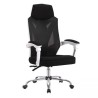 Sillón de oficina GRAZ, blanco, alto, malla y tejido negro