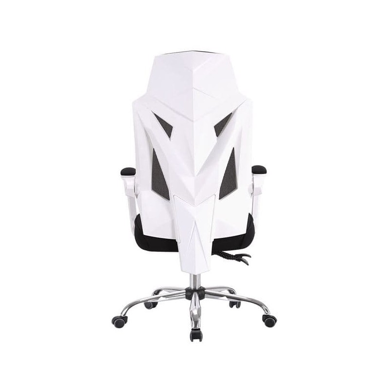 Sillón de oficina GRAZ, blanco, alto, malla y tejido negro-0