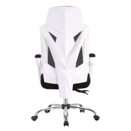 Sillón de oficina GRAZ, blanco, alto, malla y tejido negro-0