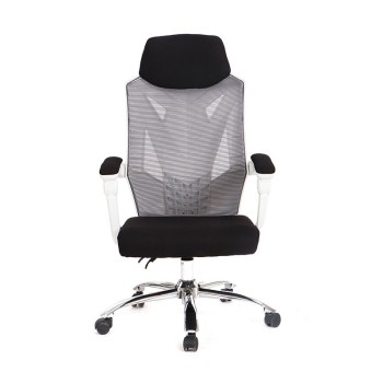 Sillón de oficina GRAZ, blanco, alto, malla gris, tejido negro 2