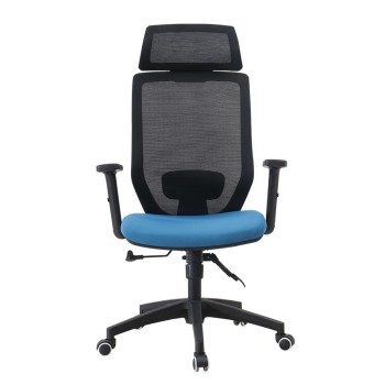 Sillón de oficina CLAYTON, negro, malla negra, tejido azul claro 2