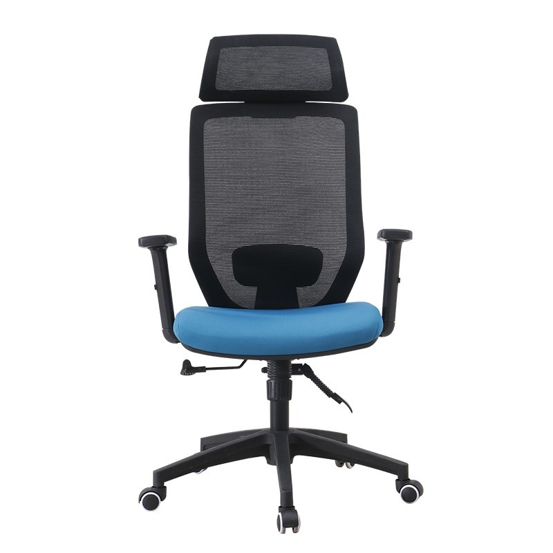 Sillón de oficina CLAYTON, negro, malla negra, tejido azul claro-0