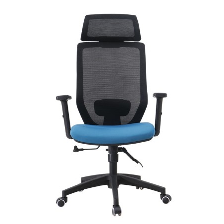 Sillón de oficina CLAYTON, negro, malla negra, tejido azul claro-0