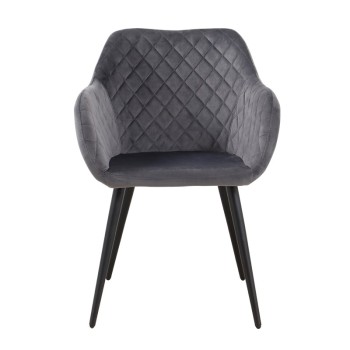 Sillón ROLANDO, metal, tapizado velvet 21 gris oscuro 2