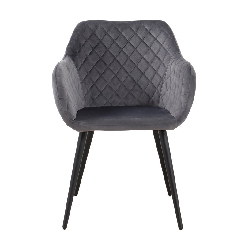 Sillón ROLANDO, metal, tapizado velvet 21 gris oscuro-0