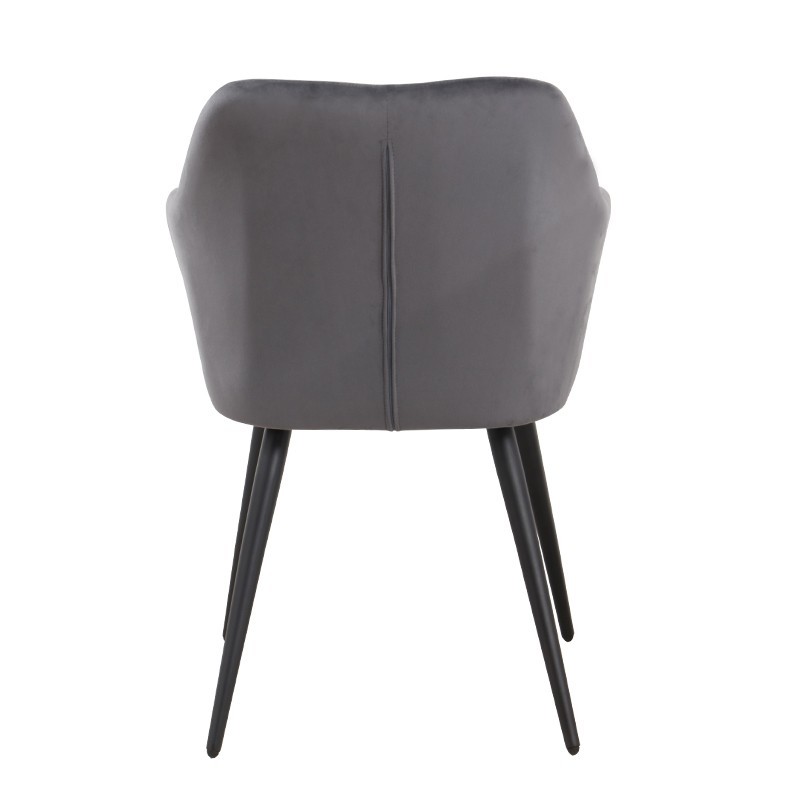 Sillón ROLANDO, metal, tapizado velvet 21 gris oscuro-1