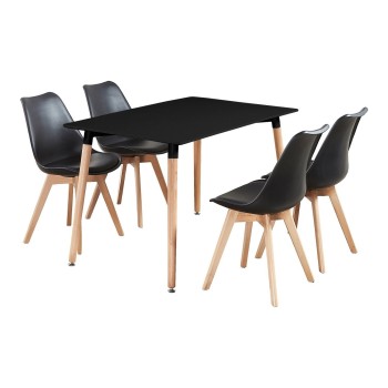 Silla TORRE 4P ( SU ), madera, polipropileno y cojín negro 2