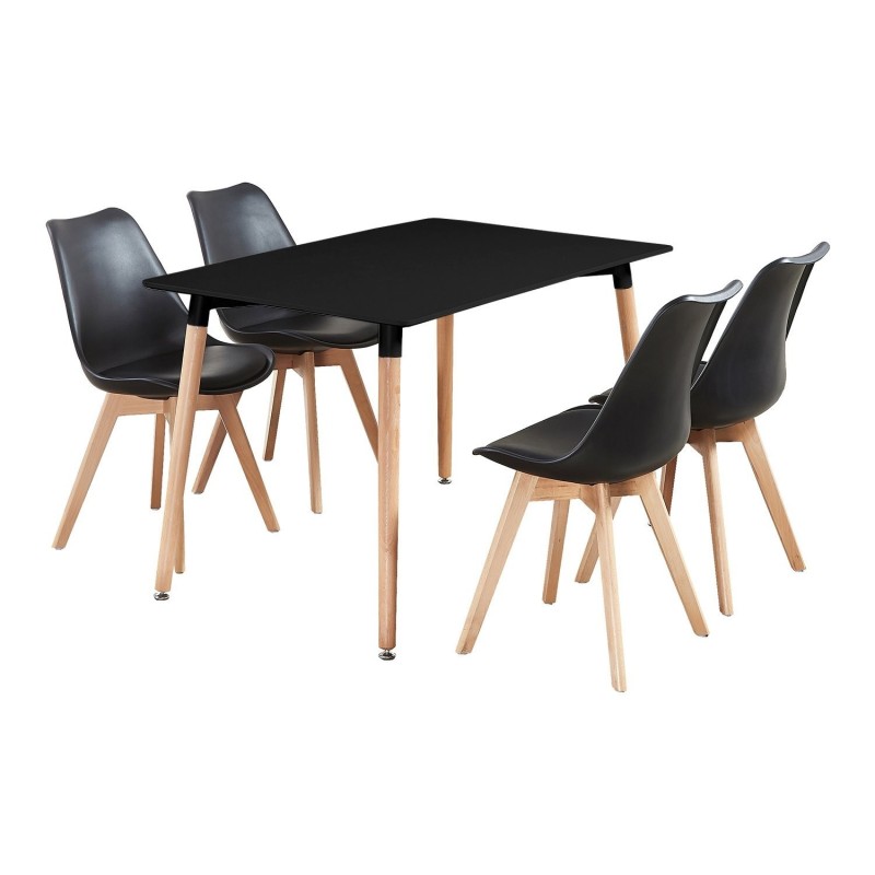 Silla TORRE 4P ( SU ), madera, polipropileno y cojín negro-0