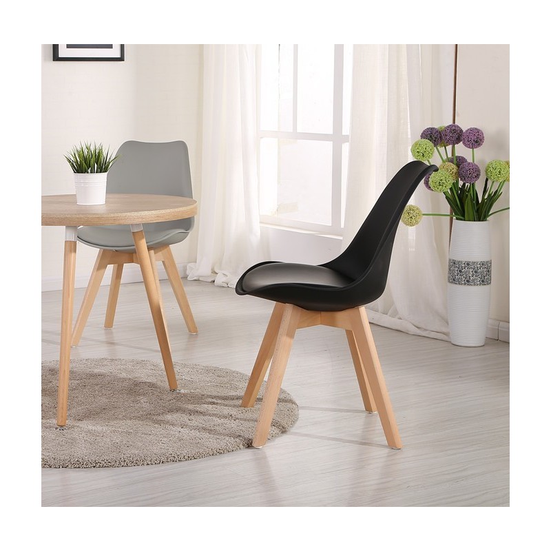 Silla TORRE 4P ( SU ), madera, polipropileno y cojín negro-2