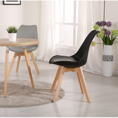 Silla TORRE 4P ( SU ), madera, polipropileno y cojín negro-2