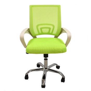 Sillón de oficina FISS NEW (M), blanco, regulación de altura, basculante, malla y tejido verde 2