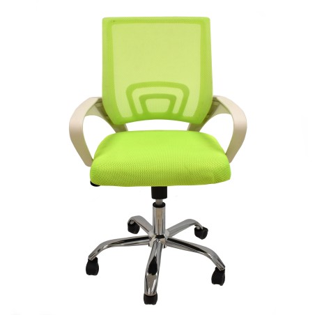 Sillón de oficina FISS NEW (M), blanco, regulación de altura, basculante, malla y tejido verde-0