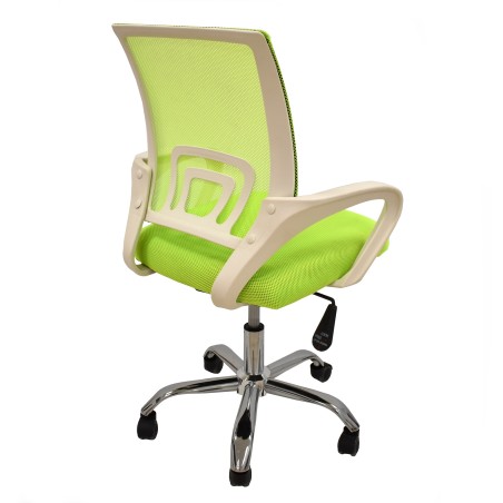 Sillón de oficina FISS NEW (M), blanco, regulación de altura, basculante, malla y tejido verde-2