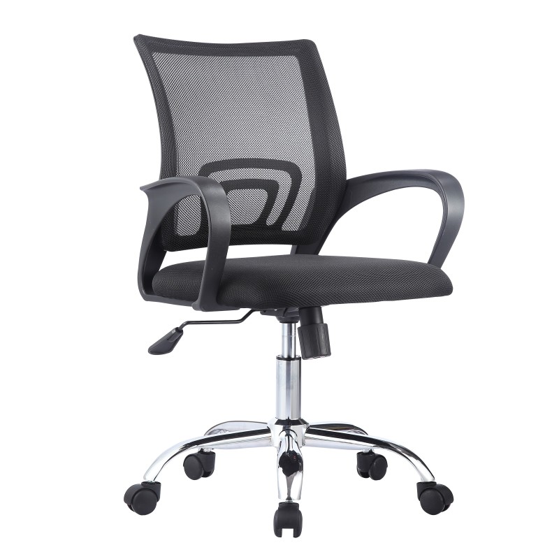 Sillón de oficina FISS NEW (M), negro, basculante, malla y tejido negro